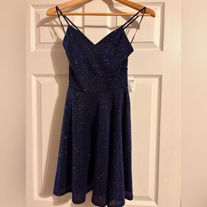 NWT Sparkling Navy Blue Spaghetti Strap Dress